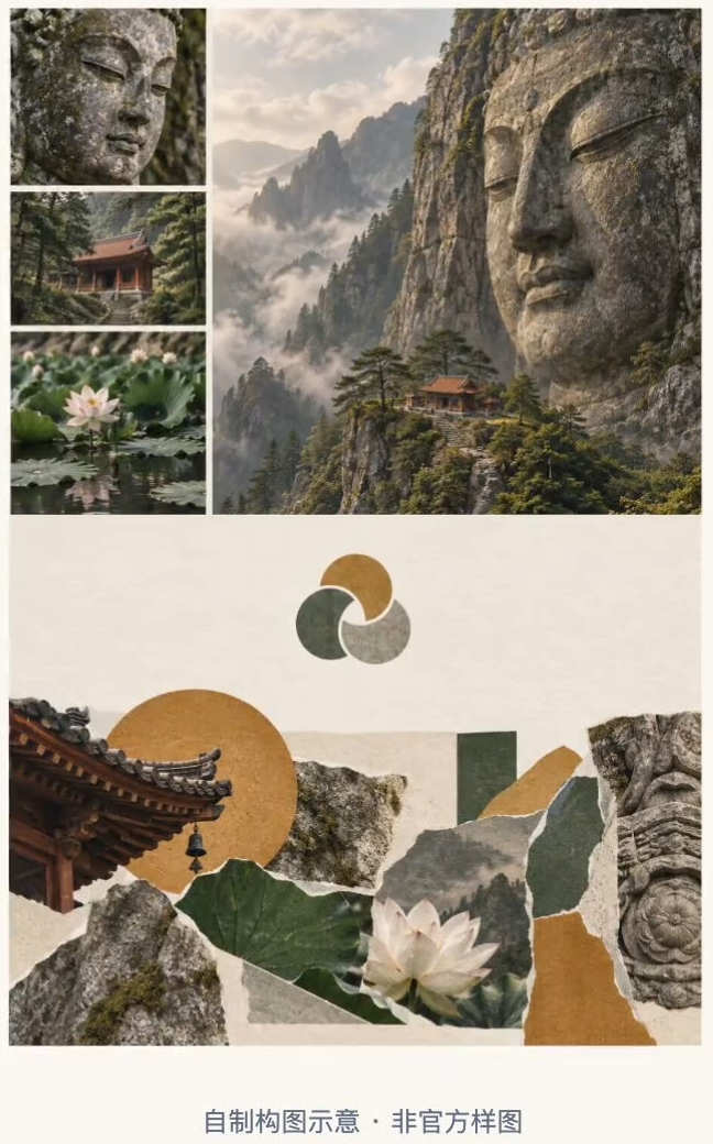 佛诞三图长卷拼贴效果演示
